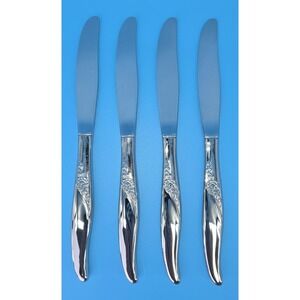 Oneida LA ROSE Stainless Premier Ltd 4 Dinner Knives Flatware Silverware Rogers‎